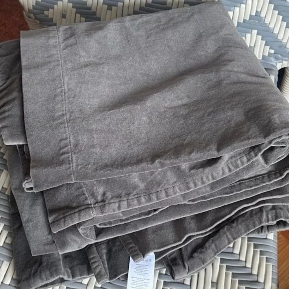 (2) West Elm cotton velvet pole top drapes. Gray. 48x84”